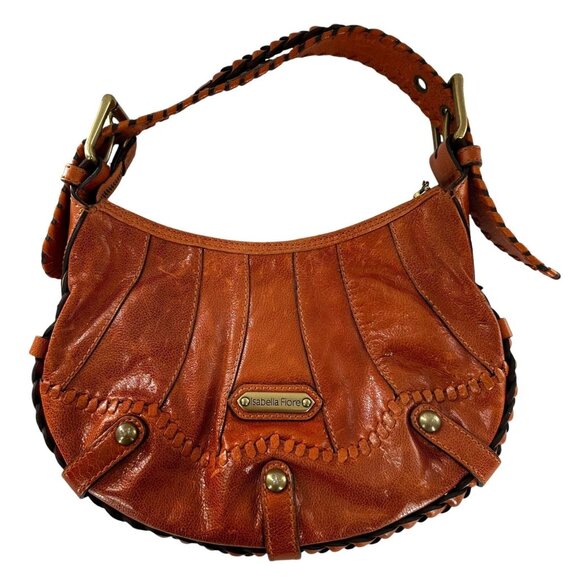 Vintage Y2K Isabella Fiore Summer of LOVE Cognac Leather Boho Handbag - Picture 5 of 9
